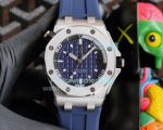 Copy Audemars Piguet Royal Oak Offshore Diver Watch Blue Dial Steel Case Blue Rubber Band